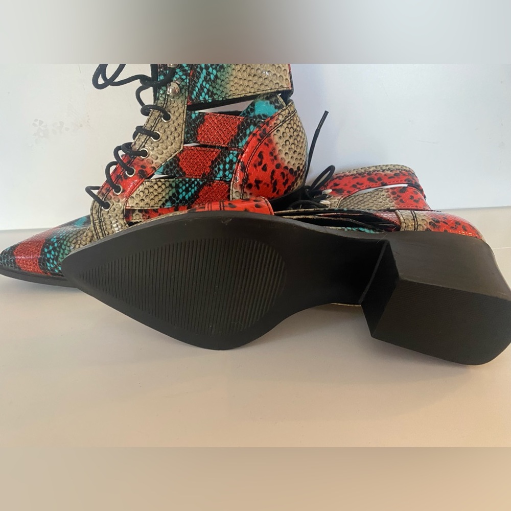 Multi-Color Snake Print Boots - image 4